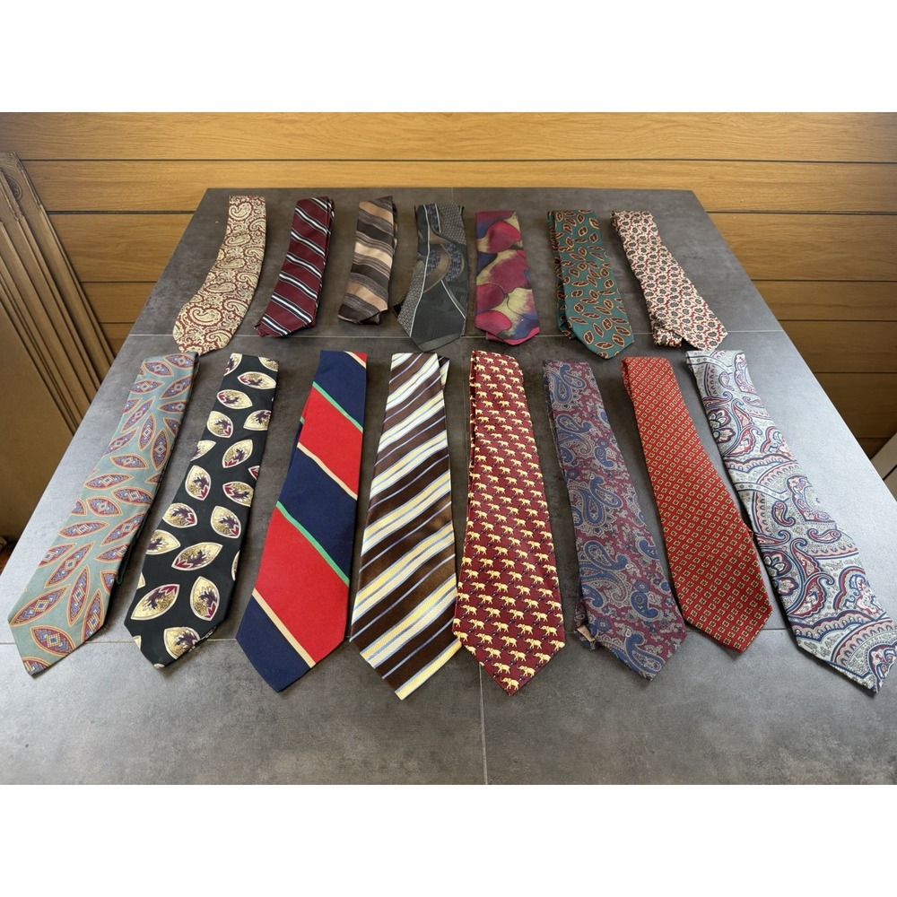 VTG Lot of 15 Men's Neck Silk/Wool/Polyester Ties